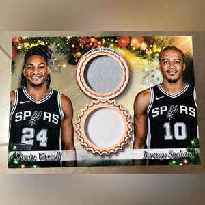 2025-2026 Topps Holiday Devin Vassell & Jeremy Sochan Dual Player Game Used Card